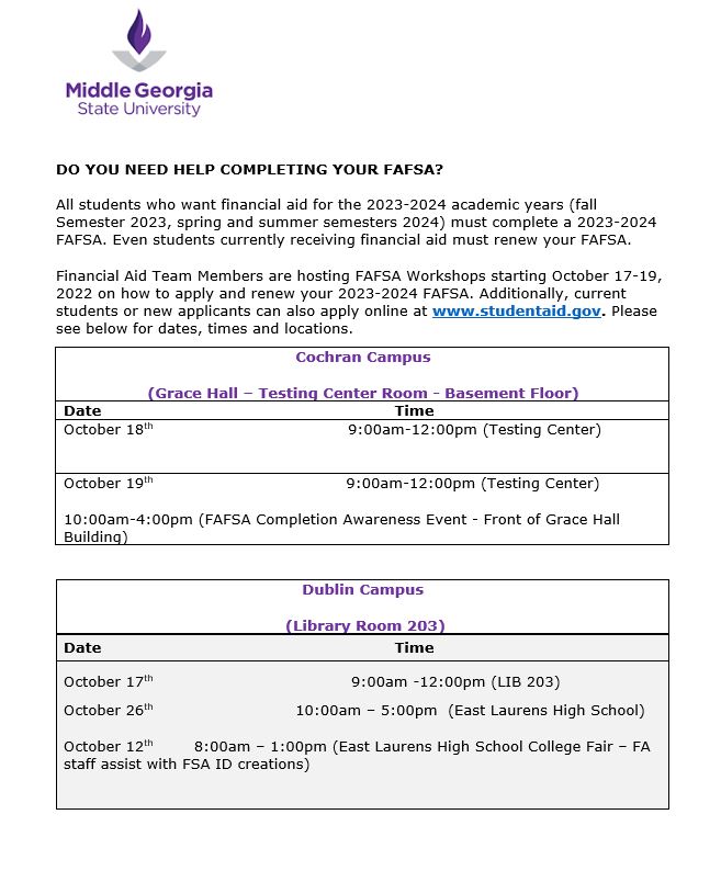 2023-2024 FAFSA Completion Campaign flyer.